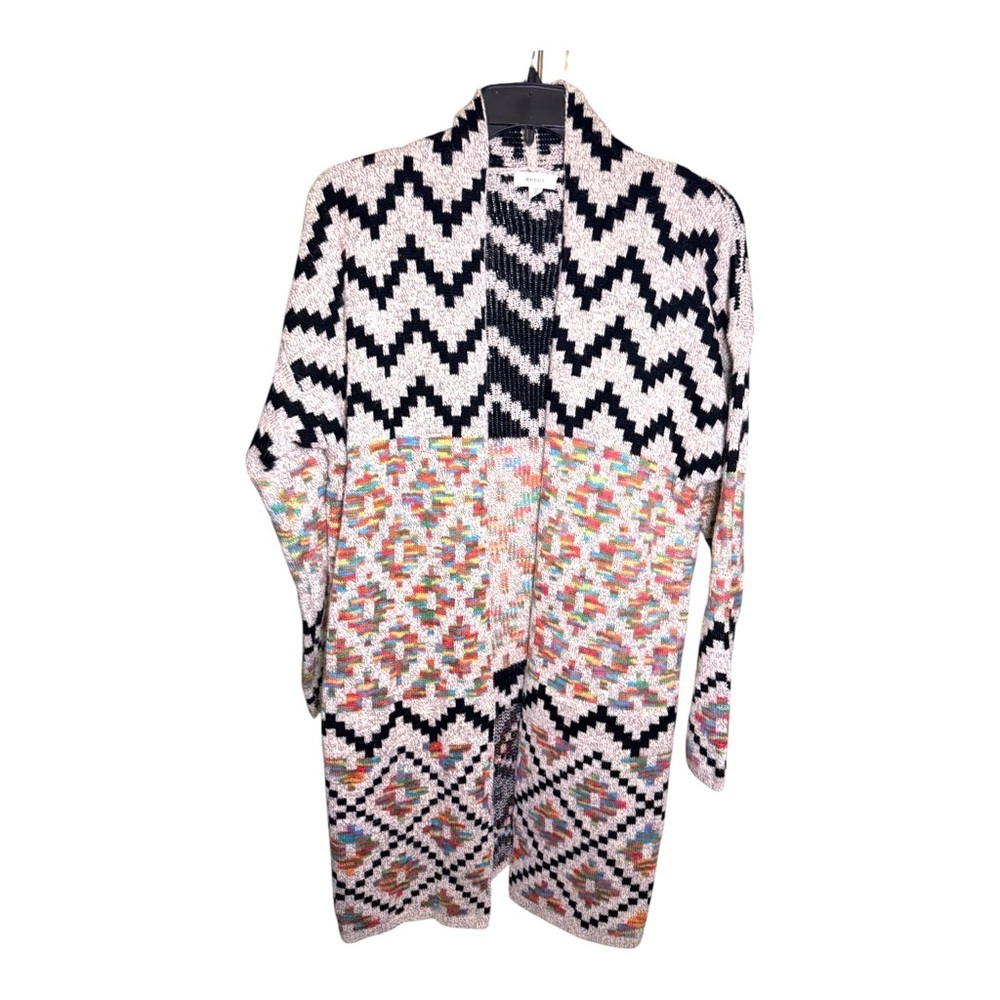 Debut Multicolor Southwestern Aztec Open Front Cardigan Medium Boho Western - Picture 2 of 5